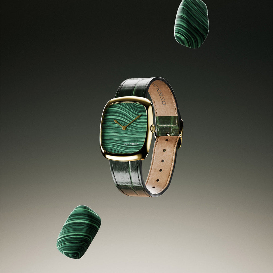 Natural Malachite Stone in Gold