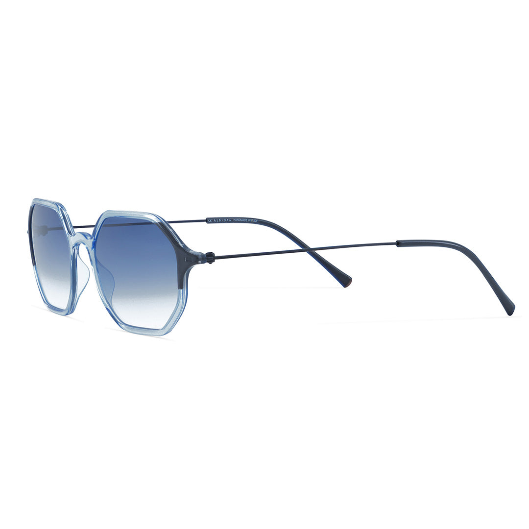 Two-tone Shiny Crystal Blue Sunglasses – Octagonal
