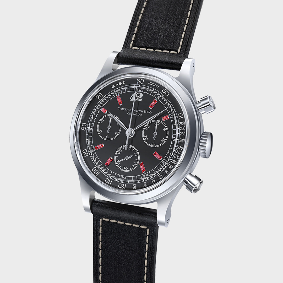 Vintage Chrono Black- Ruby