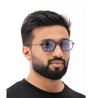 Matte Blue Navy Sunglasses-Octagonal