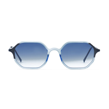 Two-tone Shiny Crystal Blue Sunglasses – Octagonal