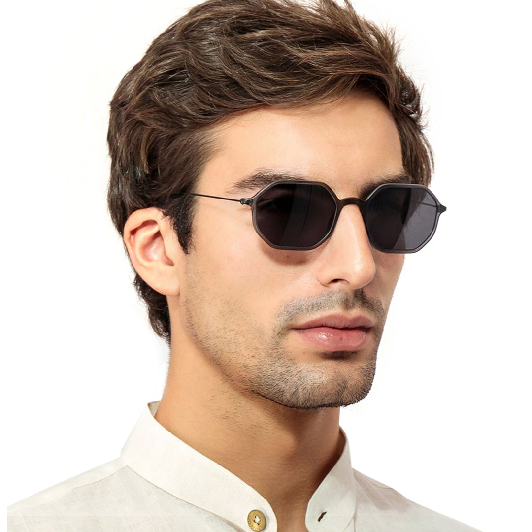 Dark Matte Gray Sunglasses - Octagonal