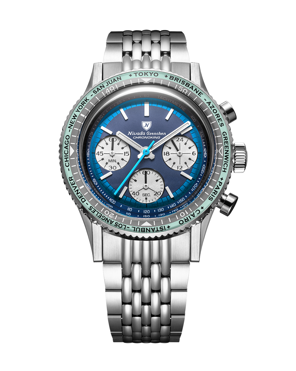Chronoking Racing Blue Lagoon- Interchangeable Bezel