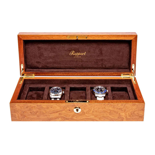 Heritage 5 Watch Collector Box - Burr Walnut