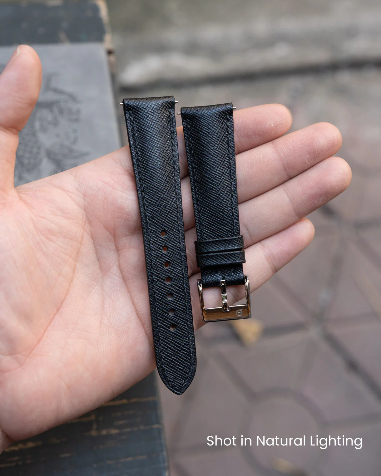 Black Saffiano Signature Strap