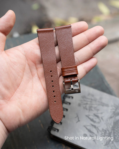 Caramel Saffiano Signature Strap