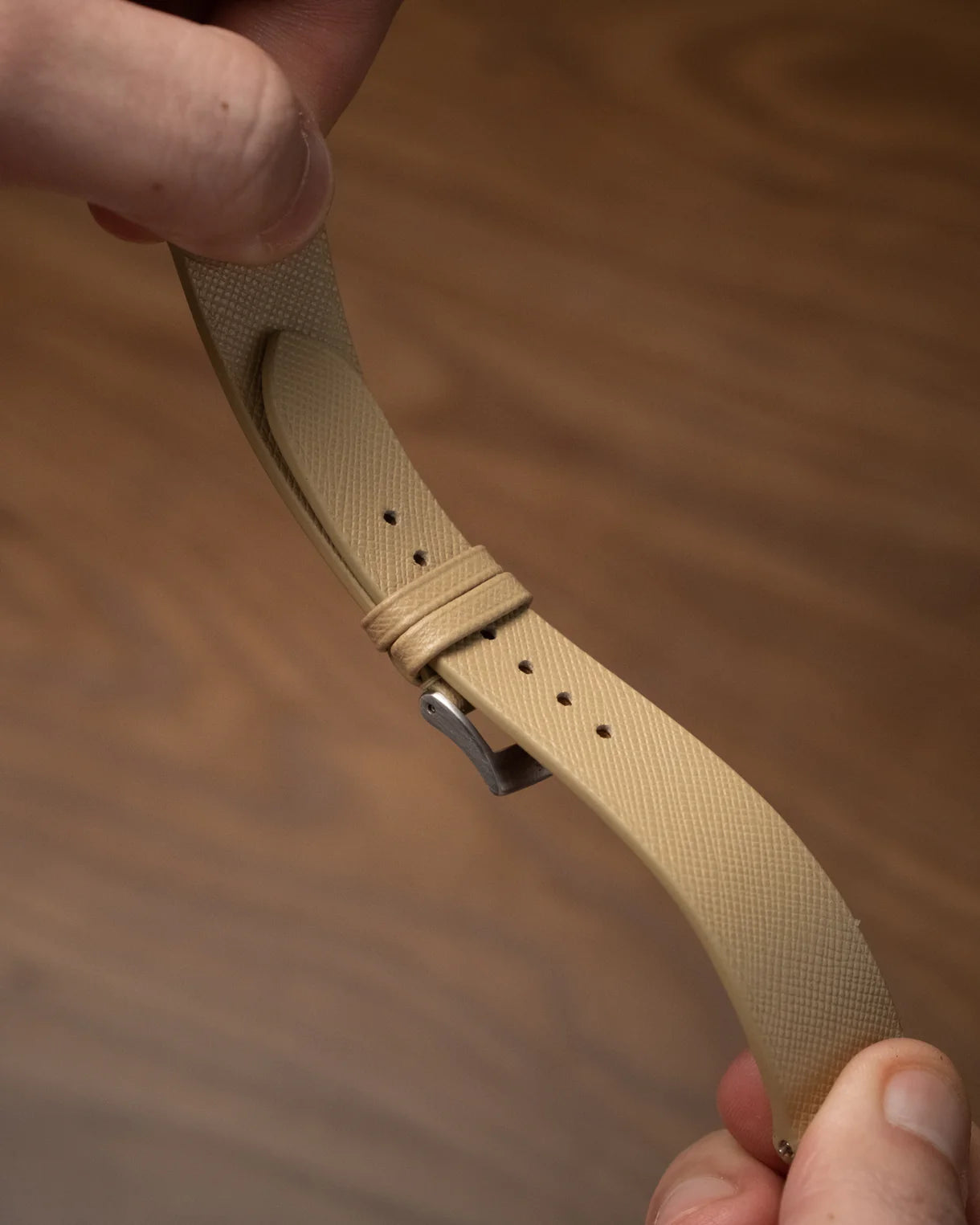 Cream Saffiano Signature Strap