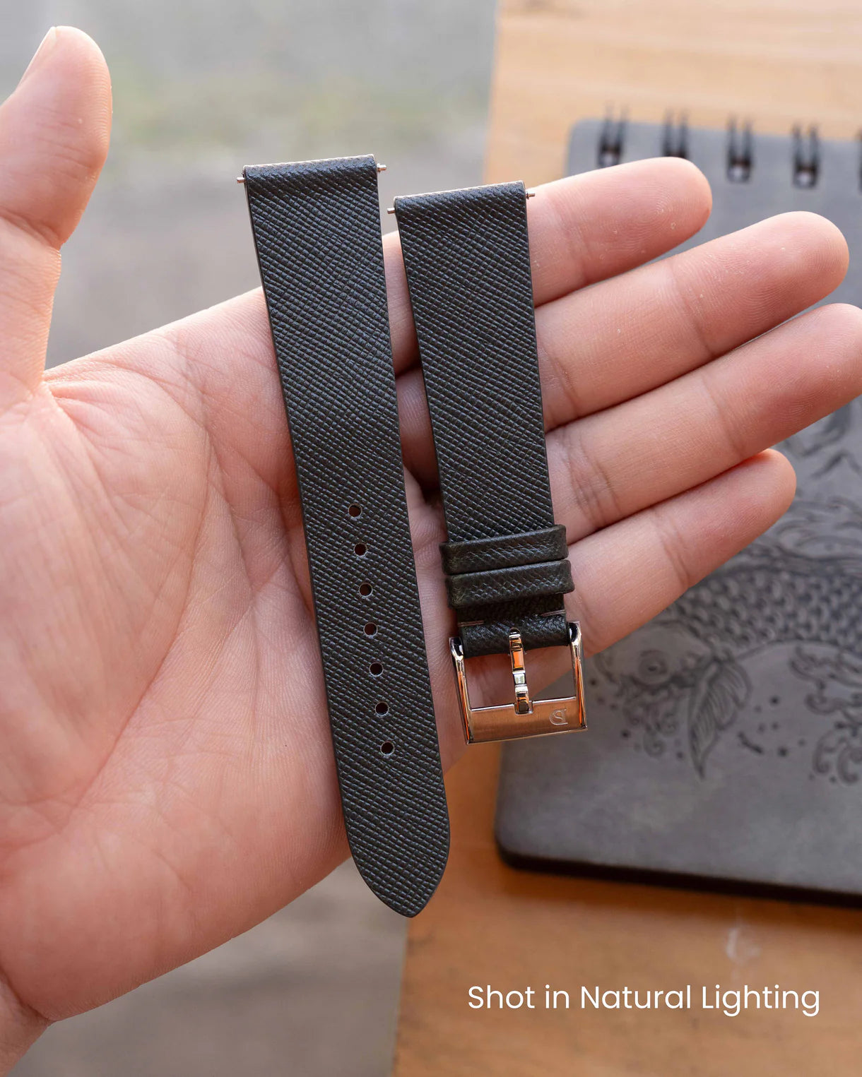 Grey Saffiano Signature Strap