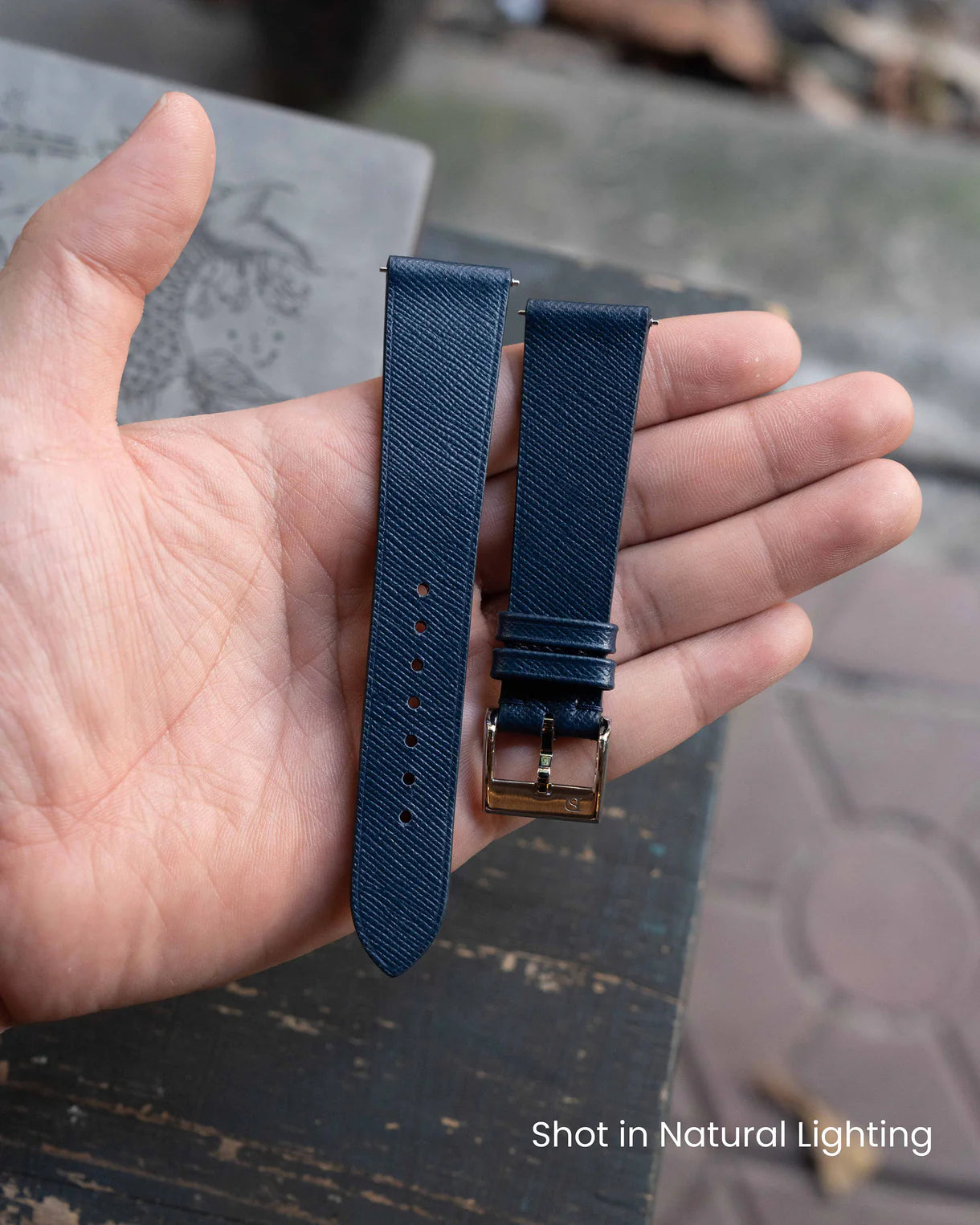 Navy Saffiano Signature Strap