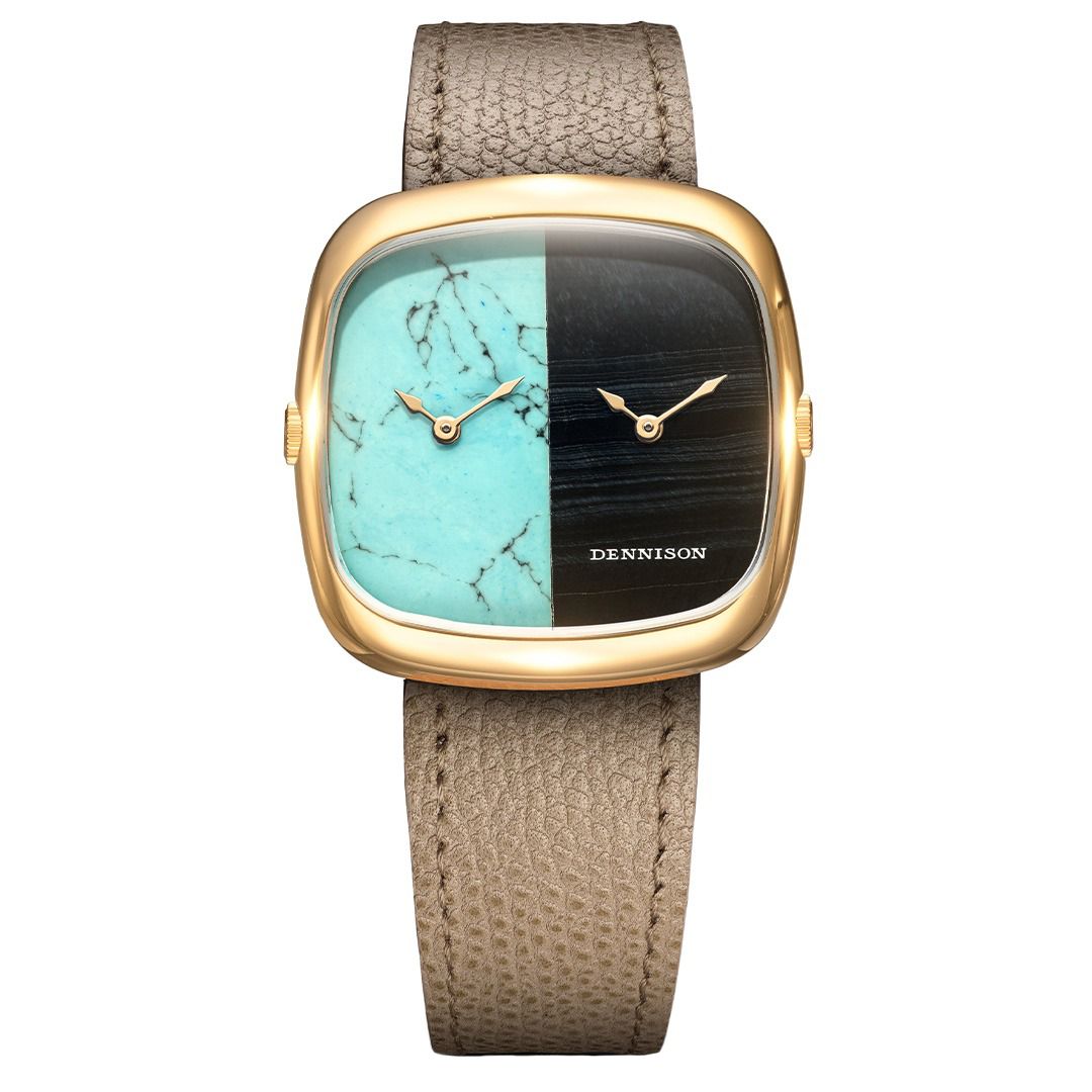 ALD Dual Time – Turquoise & Falcon Eye Stone In Gold