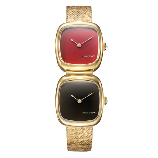 Dual Time Mini – Red Jasper & Black Onyx in Gold