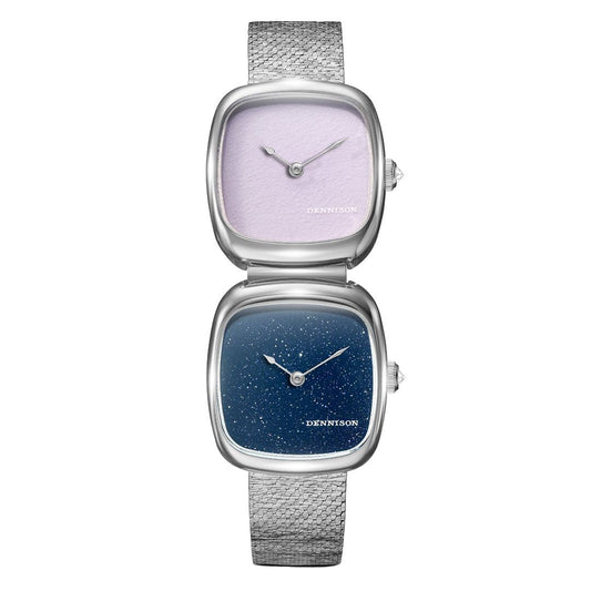 Dual Time Mini – Pink Malaysian Jade & Aventurine In Steel