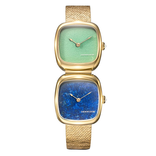 Dual Time Mini – Lagoon Jadeite & Lapis Lazuli in Gold PVD