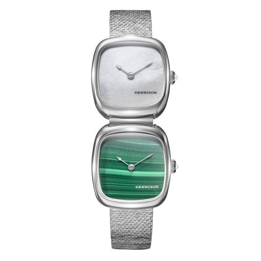 Dual Time Mini – White MOP & Malachite In Steel