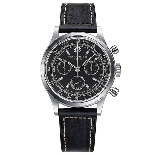 1960s Vintage Style Automatic Chronograph Obsidian Diamonds