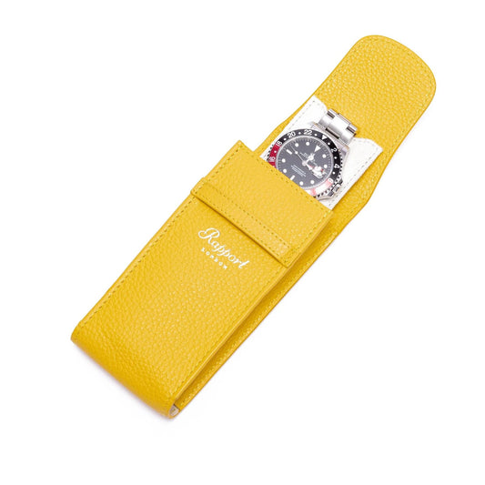 Portobello leather 1 Watch Pouch - Yellow