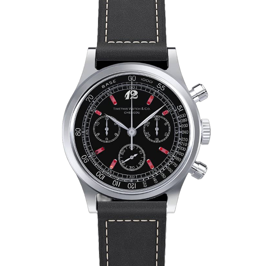 Vintage Mechanical Chrono - Obsidian Ruby
