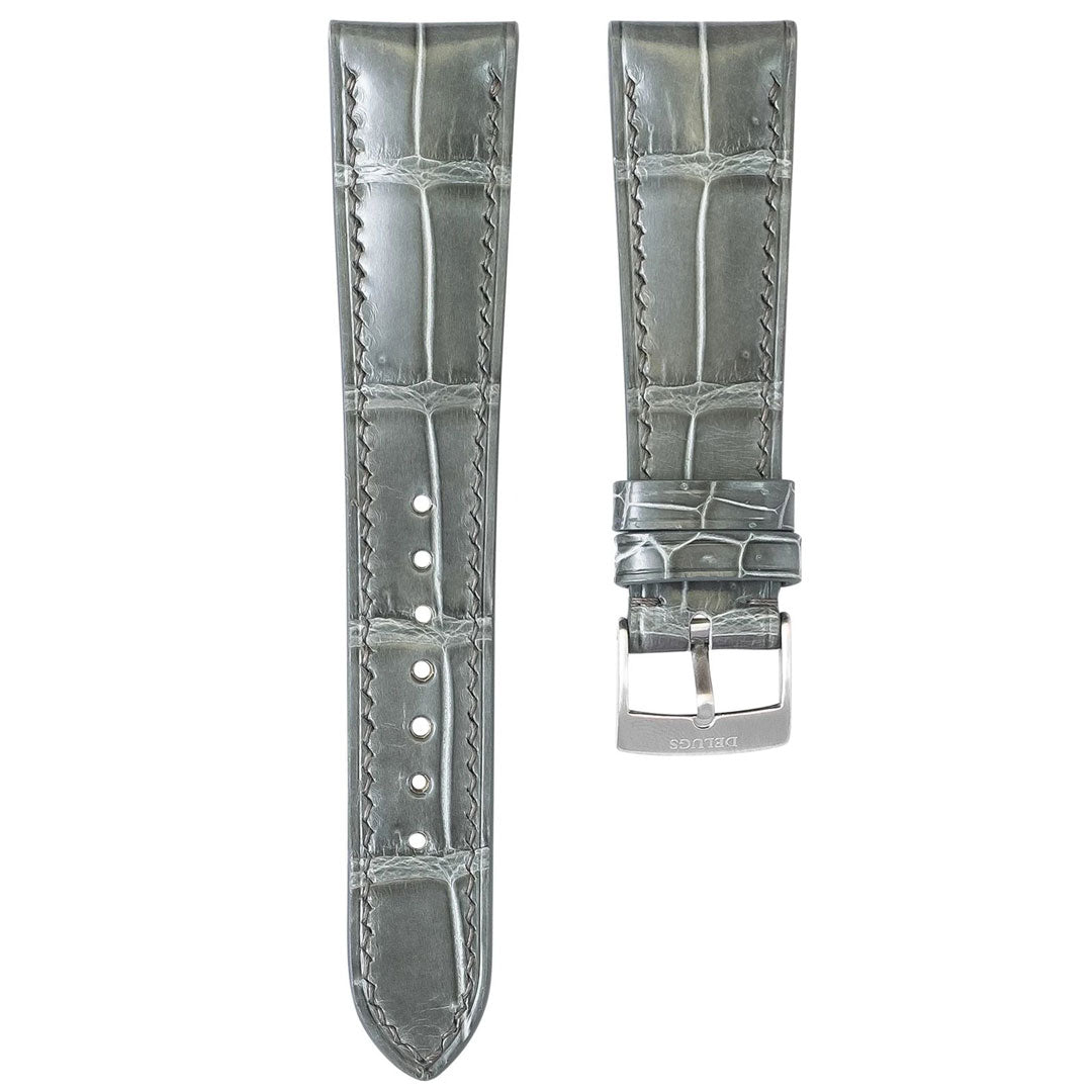 Glossy Grey Crocodile by  Delugs Straps |  Time Keeper.