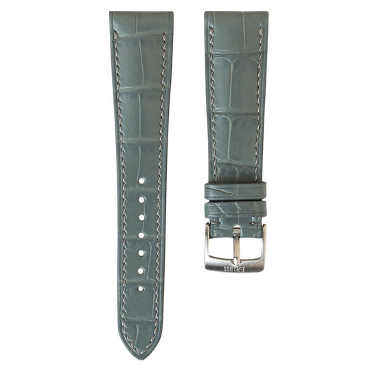 Matte Dolphin Grey Alligator by  Delugs Straps |  Time Keeper.