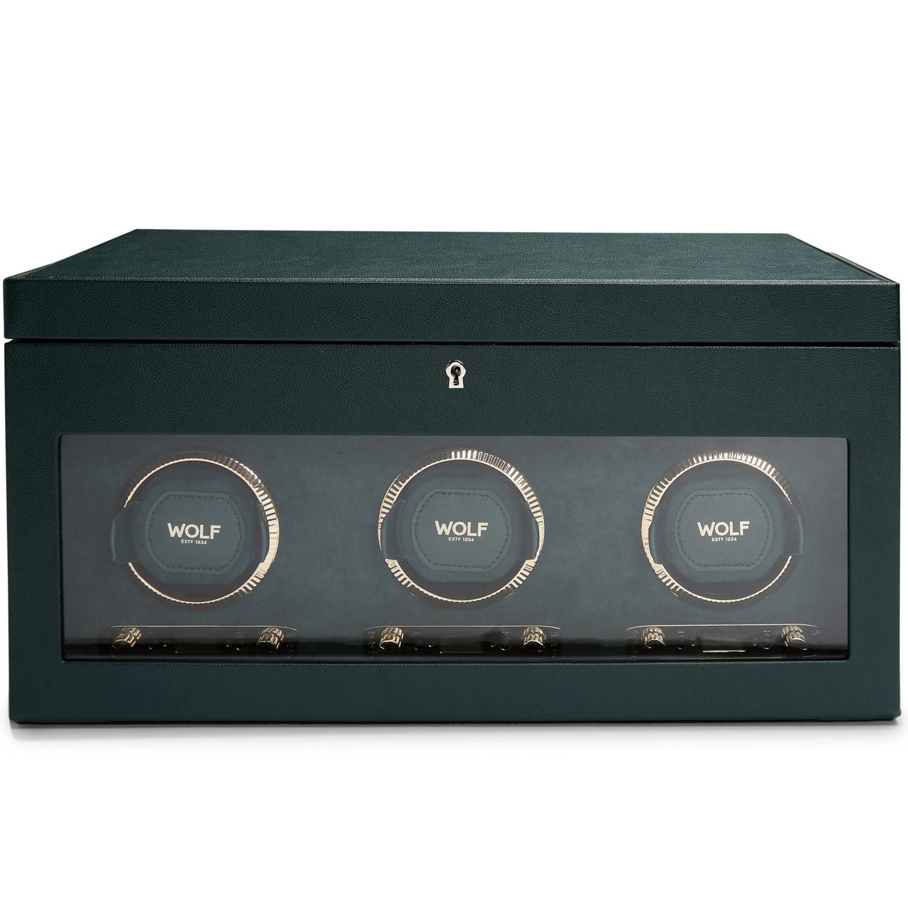 British Racing Green Triple Watch Winder by  Wolf |  Time Keeper.
