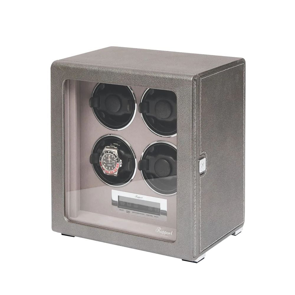 Quantum Quad Watch Winder Silver by Rapport London Time Keeper