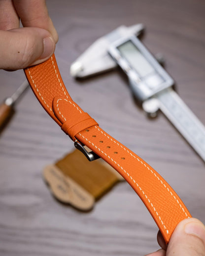 Orange Epsom Slim by  Delugs Straps |  Time Keeper.