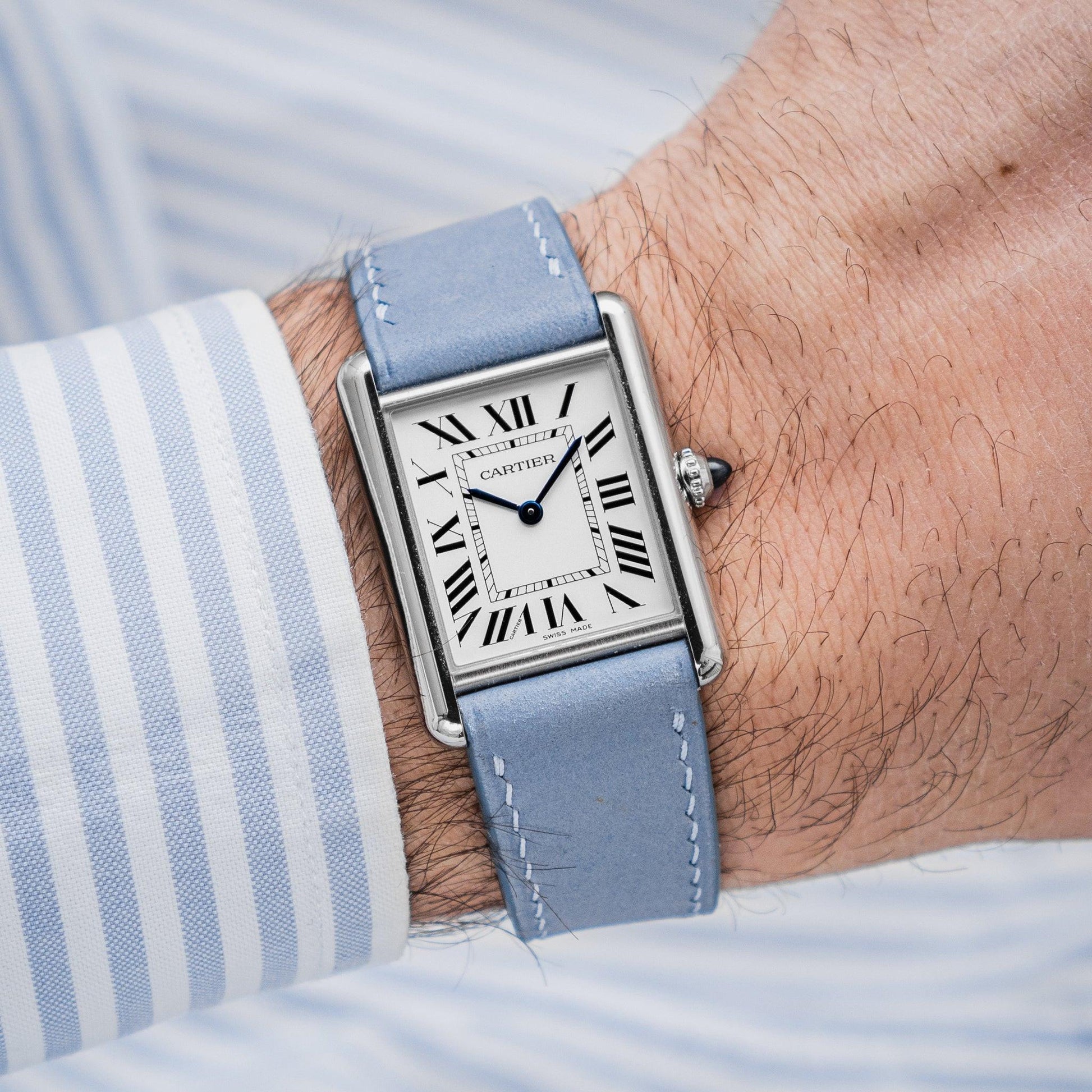 Pastel Blue Nubuck Slim by  Delugs Straps |  Time Keeper.