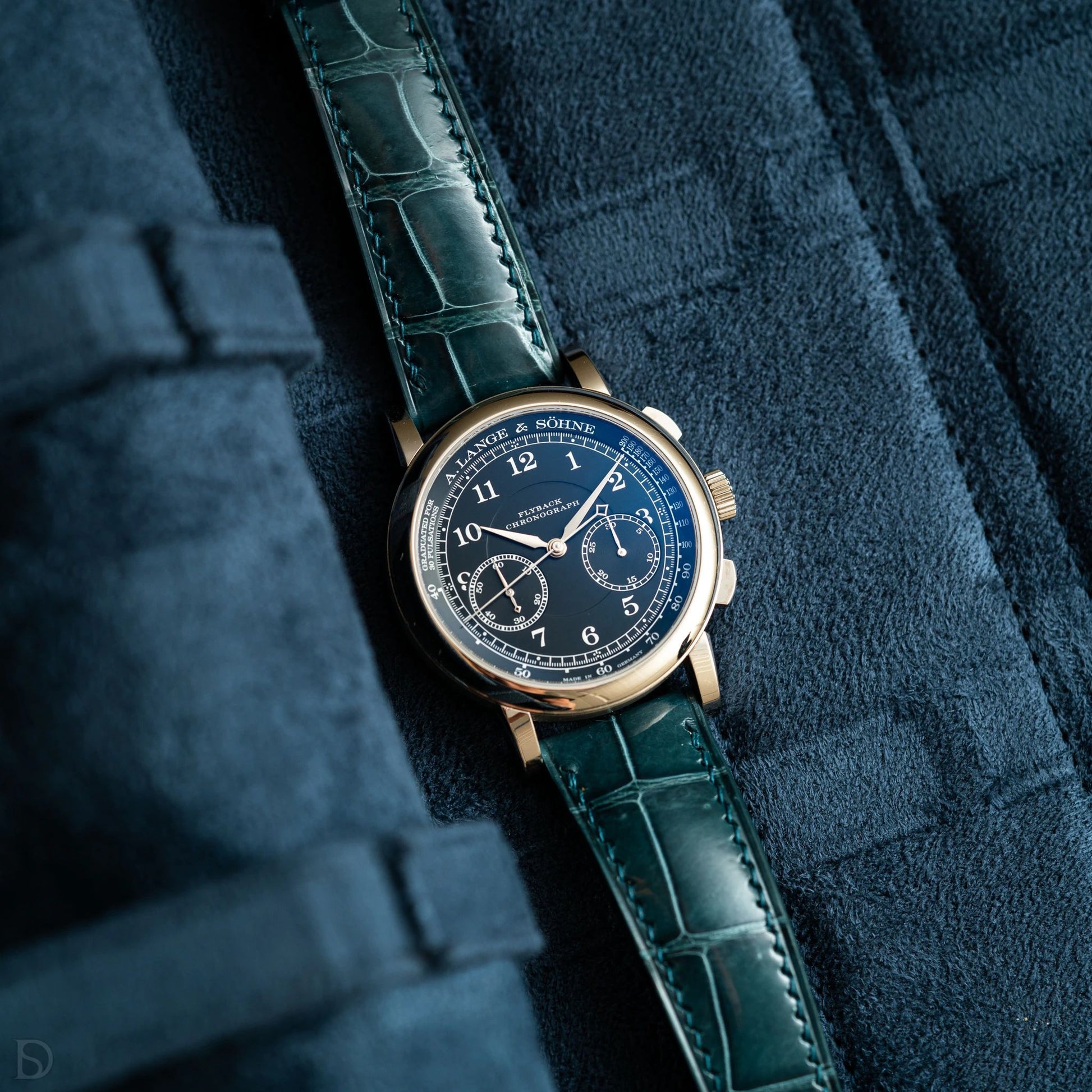 Glossy Lagoon Blue Crocodile by  Delugs Straps |  Time Keeper.